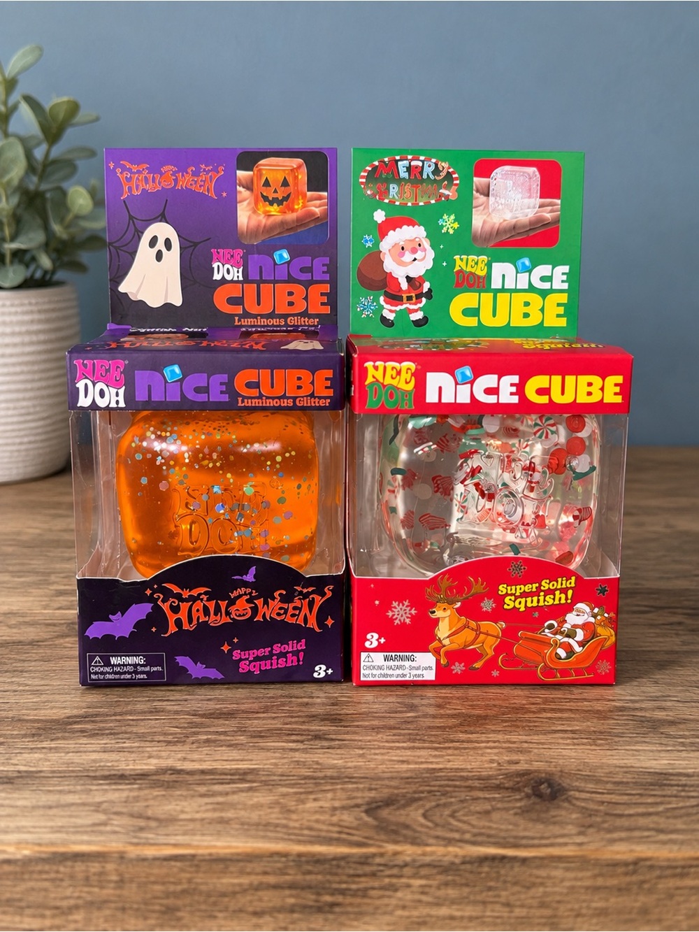 Glitter Squishy NeeDoh Nice Cube - Halloween & Christmas